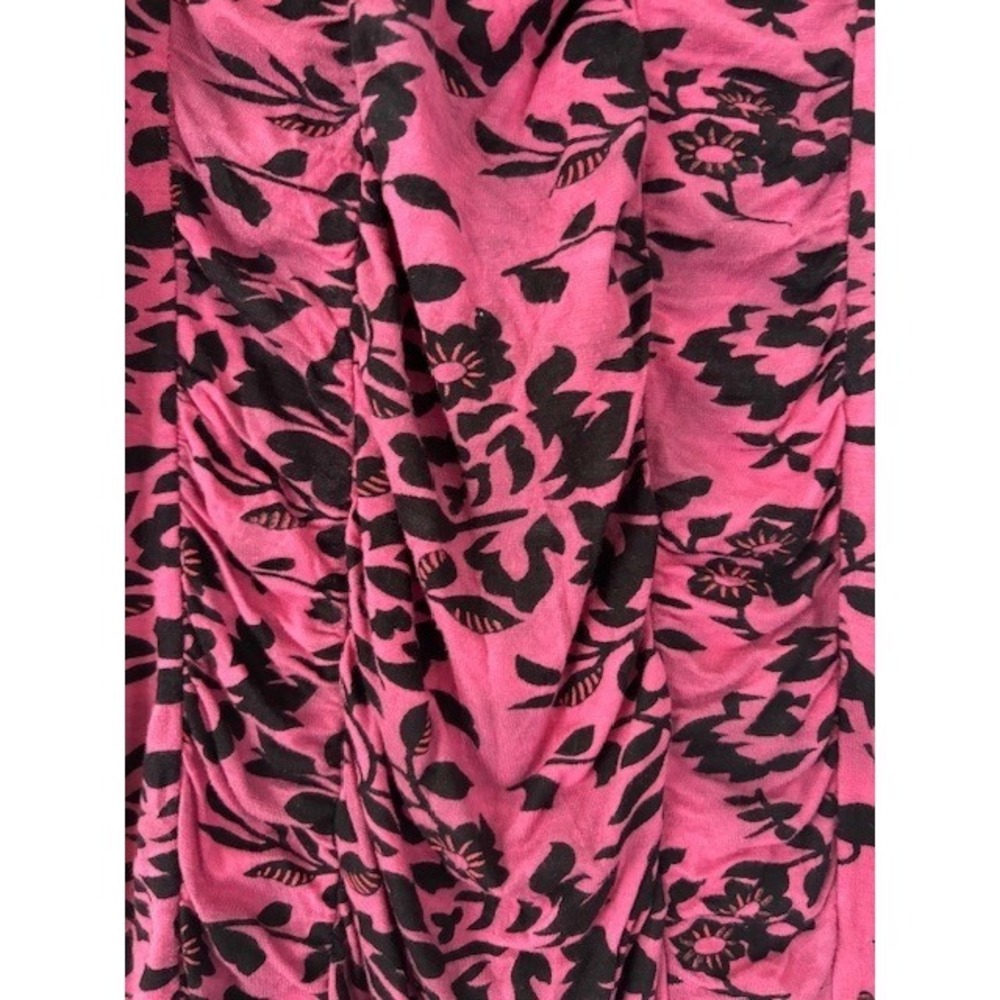 Free People Vintage Y2K Pink Black Floral Ruched Sequin Mini Cocktail Dress Sz 2 - Picture 5 of 14